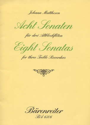 Book cover for Acht Sonaten for 3 Treble Recorders op. 1/3-10