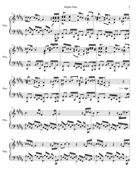 Simple Man by Lynyrd Skynyrd - Piano Solo - Digital Sheet Music | Sheet  Music Plus