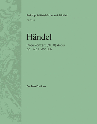 Book cover for Organ Concerto (No. 8) in A major Op. 7/2 HWV 307