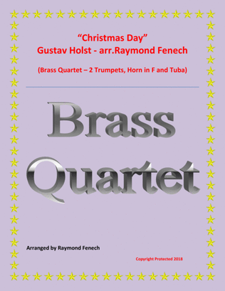 Book cover for Christmas Day-Gustav Holst-BRASS QUARTET (2 B Flat Trumpets; Horn in F and Tuba) - Advance Intermedi