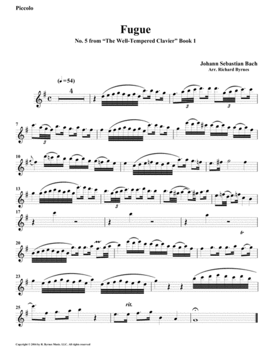 Fugue 05 from Well-Tempered Clavier, Book 1 (Flute Quintet) image number null