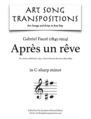 Book cover for FAURÉ: Après un rêve, Op. 7 no. 1 (transposed to C-sharp minor)