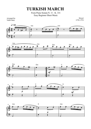 Book cover for Turkish March - Easy Beginner (with chords)