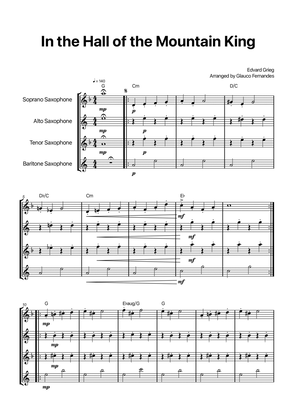 Book cover for In the Hall of the Mountain King - Saxophone Quartet with Chord Notations