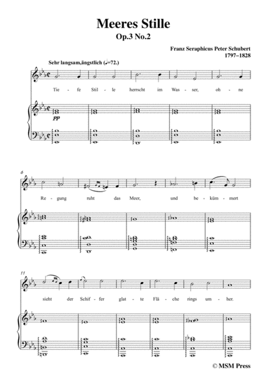 Schubert-Meeres Stille,Op.3 No.2,in E flat Major,for Voice&Piano image number null