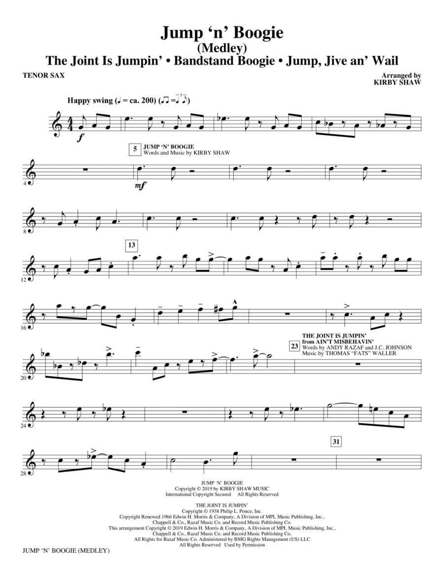 Jump 'n' Boogie (Medley) - Bb Tenor Saxophone