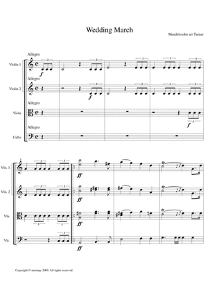 Book cover for Wedding March by Mendelssohn (arranged for String Quartet)