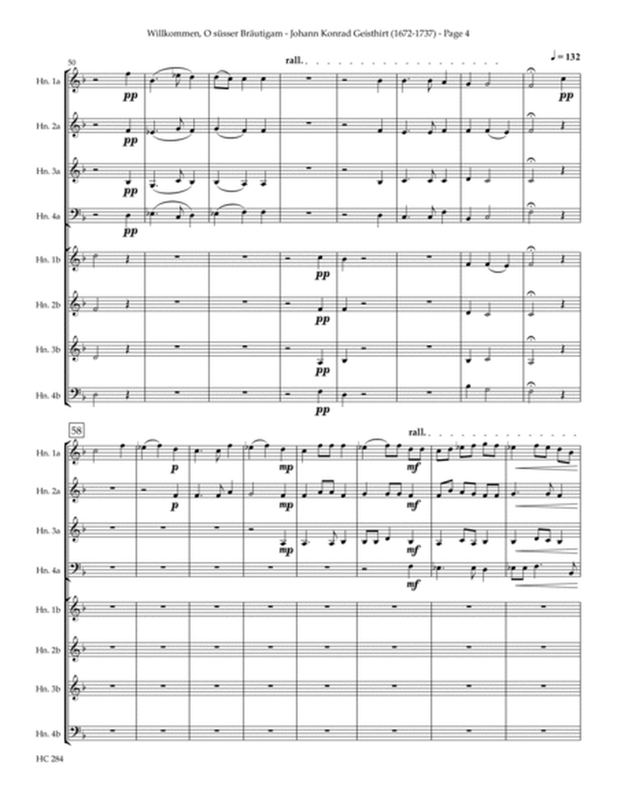 Motet: Willkommen, O süsser Bräutigam (Welcome, O Sweet Bridegroom) for Horn Octet image number null