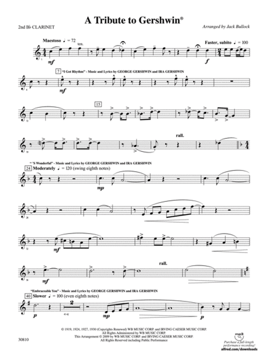 A Tribute to Gershwin: 2nd B-flat Clarinet