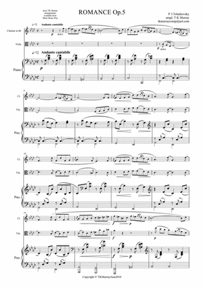 Book cover for Tchaikovsky - Romance Op.5 - Clarinet Viola & Piano