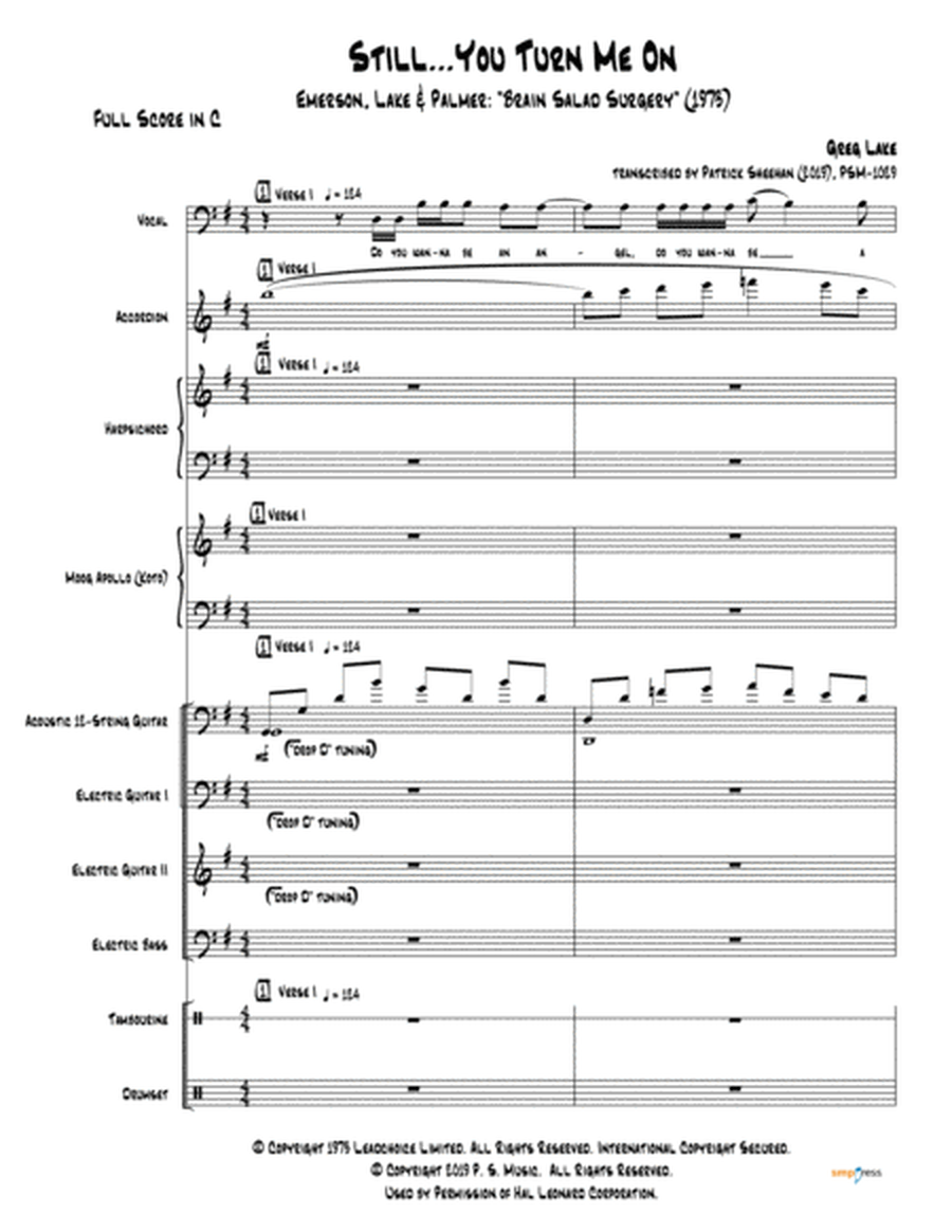 Still…You Turn Me On [Emerson, Lake & Palmer] (full score & set of parts) image number null