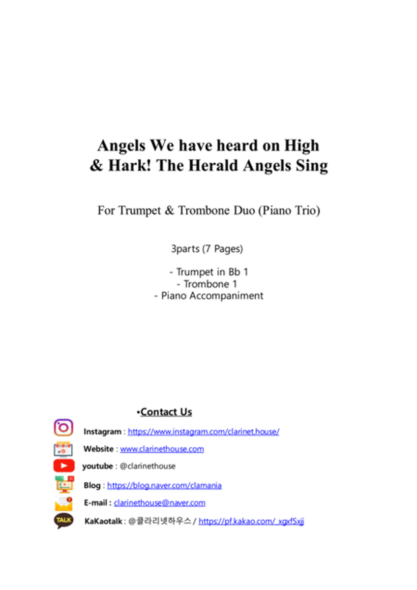 Angels We Have Heard on High & Hark! The Herald Angels Sing forTrumpet & Trombone Duo (Piano Trio)