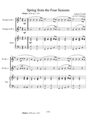 Book cover for Spring from the Four Seasons (Trumpet Duet) with piano accompaniment