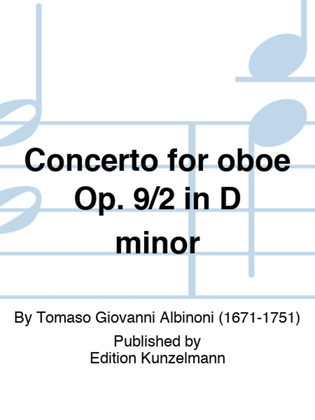 Book cover for Concerto for oboe Op. 9/2 in D minor