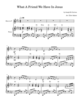 Book cover for What A Friend We Have In Jesus (F Horn Solo and Piano)
