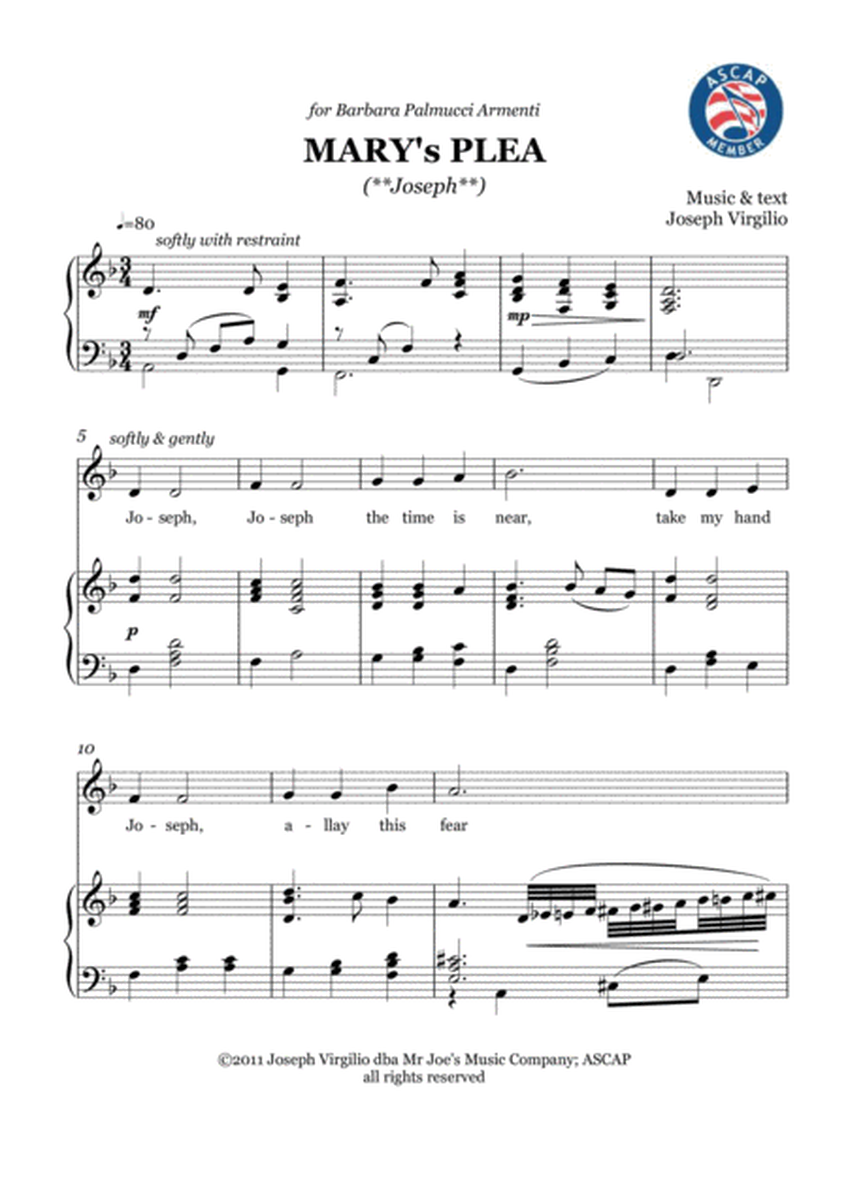 Mary's Plea - A Ballad for Soprano Voice with piano accompaniment