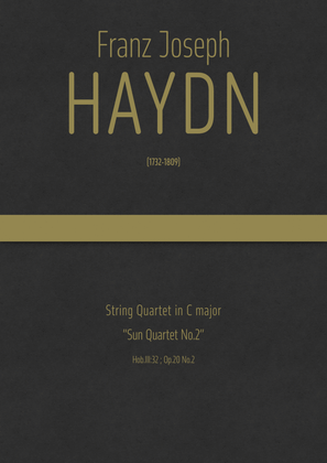 Book cover for Haydn - String Quartet in C major, Hob.III:32 ; Op.20 No.2 · "Sun Quartet No.2"