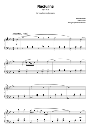 Book cover for Nocturne Op. 9 no. 2 (easy-intermediate piano – clean sheet music)