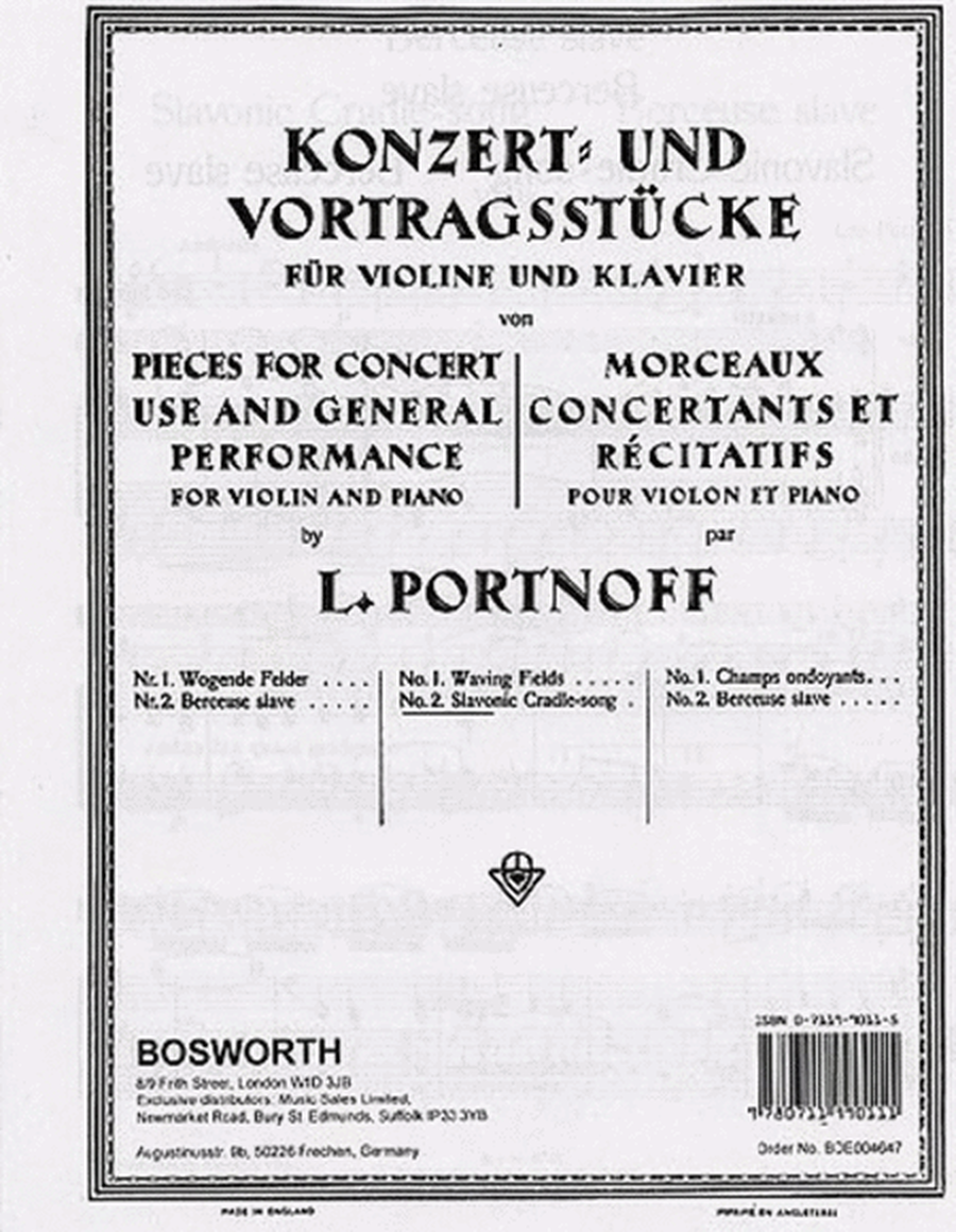 Portnoff - Slavonic Cradle Song For Violin/Piano