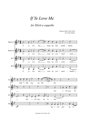 Book cover for If Ye Love Me, for SSAA ensemble