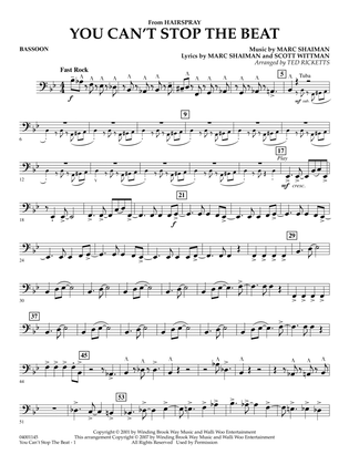 Book cover for You Can't Stop The Beat (from Hairspray) (arr. Ted Ricketts) - Bassoon