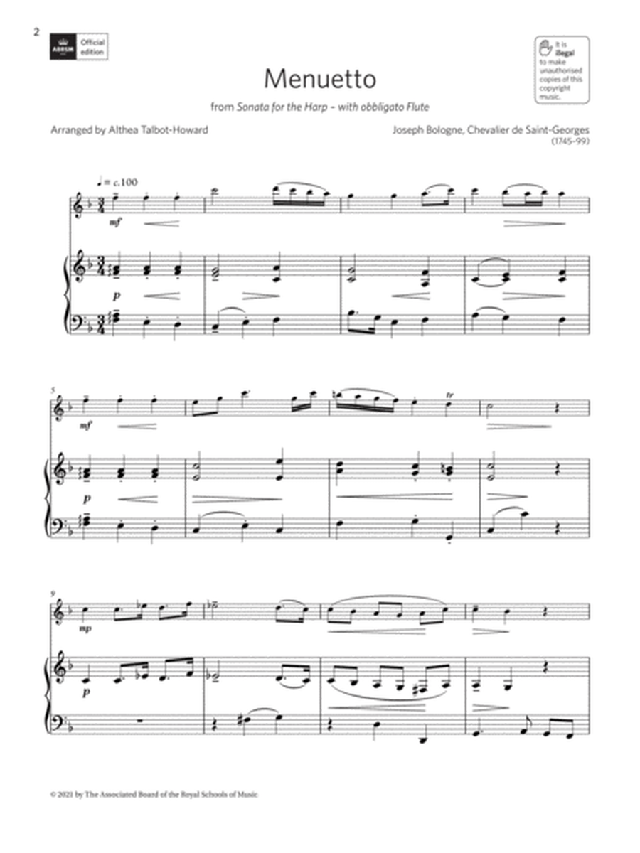 Menuetto from Sonata for the Harp (Grade 2 A5 from the ABRSM Treble Recorder syllabus from 2022)