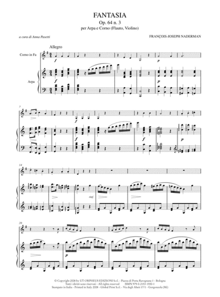 Fantasia Op. 64 No. 3 for Harp and Horn (Flute, Violin)