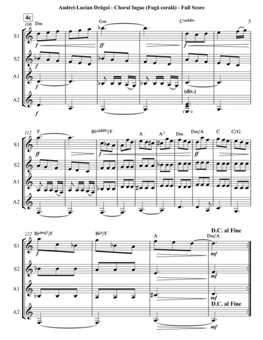 Choral fugue (Fugă corală) - miniature for two opera sopranos and alto (female) choir (or two alto image number null