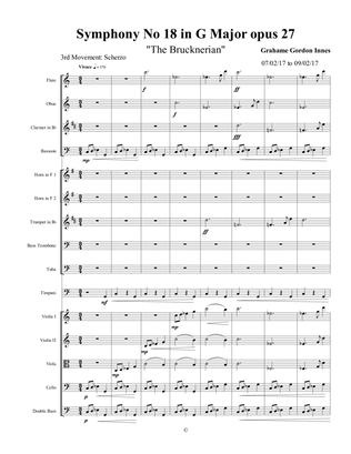 Book cover for Symphony No 18 in G Major "The Brucknerian" Opus 27 - 3rd Movement (3 of 4) - Score Only