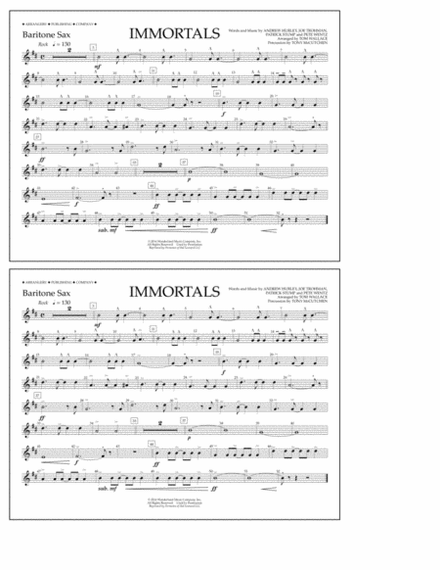 Immortals (from Big Hero 6) (arr. Tom Wallace) - Baritone Sax