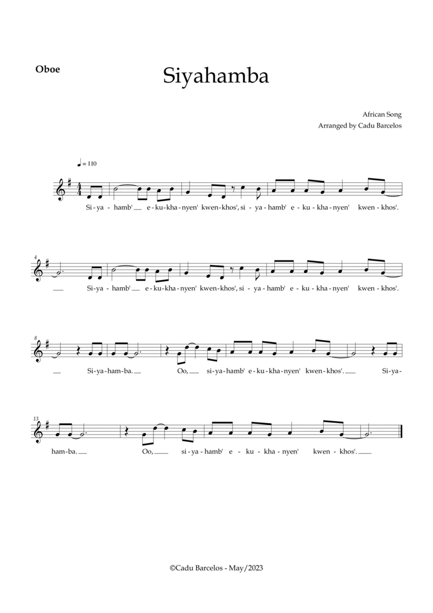 Siyahamba - Oboe (African Song) image number null