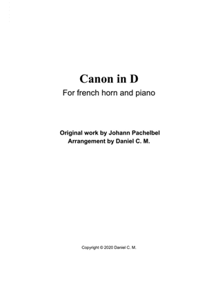 Book cover for Canon in D for horn and piano