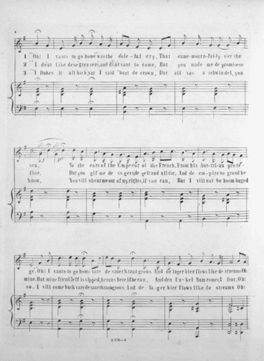 "I vants to go home," or, Maximillian's Lament. Song & Chorus