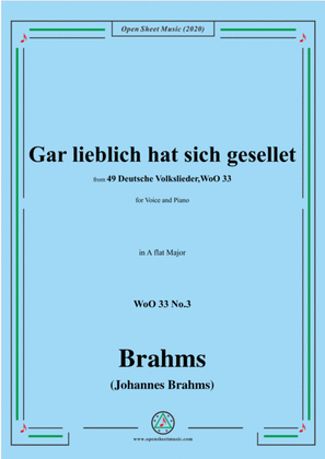 Book cover for Brahms-Gar lieblich hat sich gesellet,WoO 33 No.3,in A flat Major,for Voice&Pno