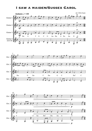 I Saw a Maiden/Sussex Carol (for guitar quartet)