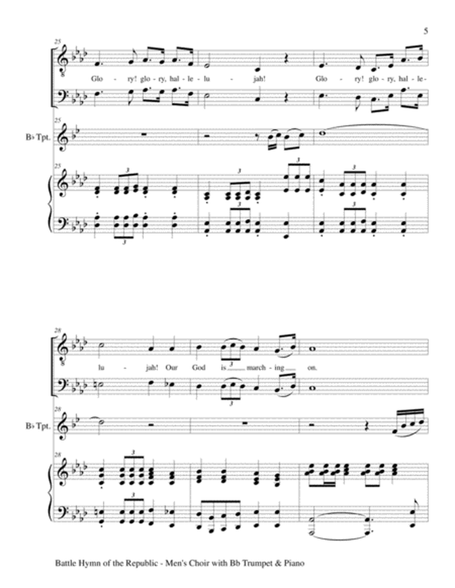 BATTLE HYMN OF THE REPUBLIC (for 2 Part Men's Choir with Trumpet and Piano) image number null