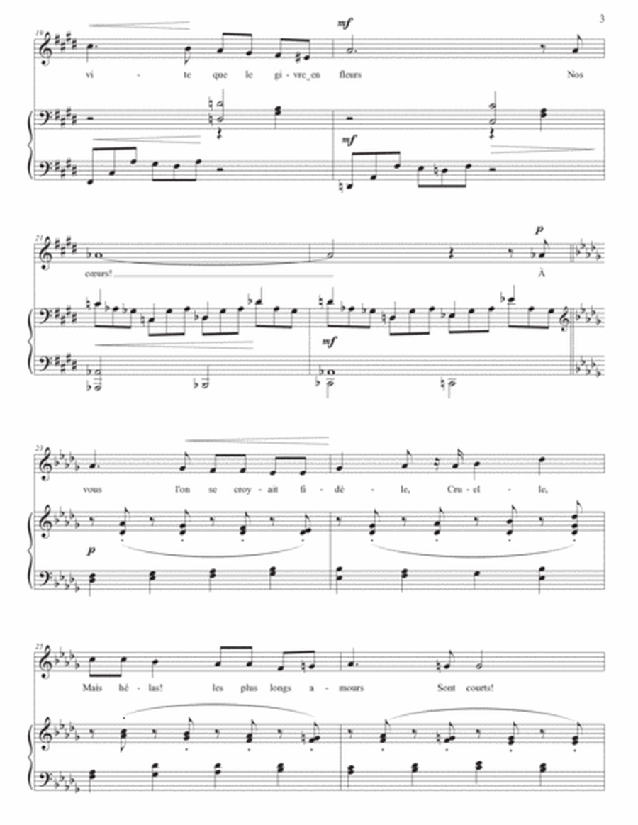 FAURÉ: Adieu, Op. 21 no. 3 (transposed to D-flat major and C major)