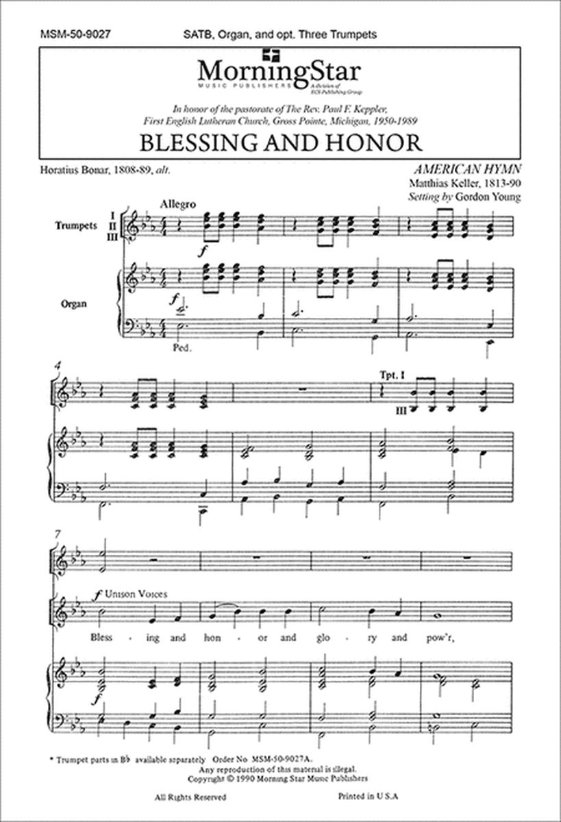 Blessing and Honor (Choral Score)