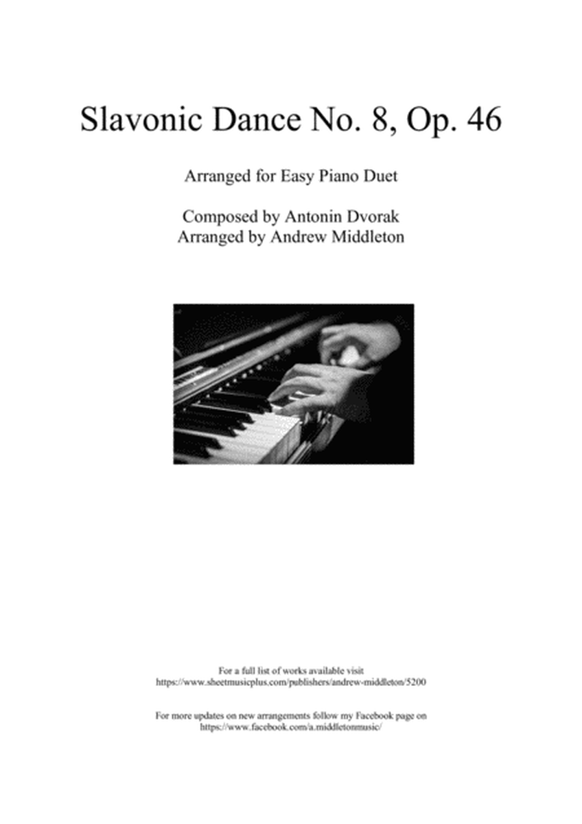 Slavonic Dance No.8 arranged for Easy Piano Duet image number null