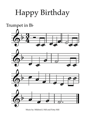 Book cover for Happy Birthday - Trumpet with note names