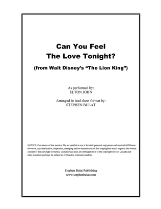 Book cover for Can You Feel The Love Tonight