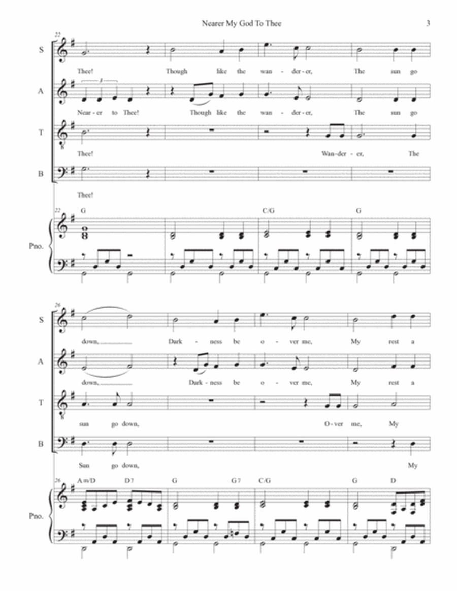 Nearer My God To Thee (with "Amazing Grace") (Vocal Quartet - (SATB) image number null