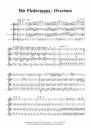 Book cover for Die Fledermaus (Bb) - J. Strauss - Overture - Wind Quartet