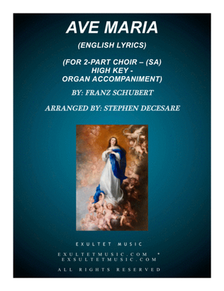 Book cover for Ave Maria (for 2-part choir (SA) - English Lyrics - High Key) - Organ Accompaniment