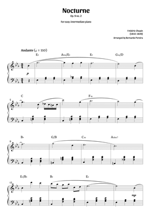 Book cover for Nocturne Op. 9 no. 2 (easy-intermediate piano – clean with chords)