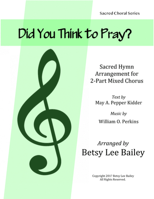 Book cover for Did You Think to Pray?