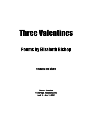 Book cover for Three Valentines (2017) for soprano and piano