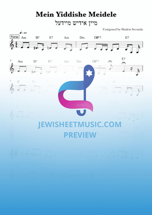 My Yiddishe Meidele. Lead Sheet with chords.