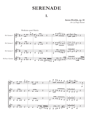 Book cover for Serenade Op. 44 for Clarinet Quartet - 1st Movement