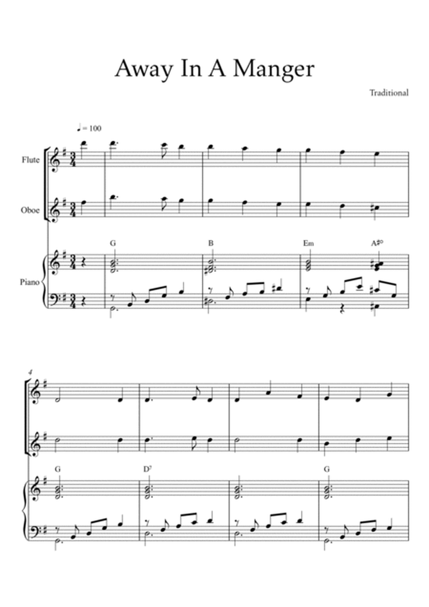 Traditional - Away In a Manger (Trio Piano, Flute and Oboe) with chords image number null